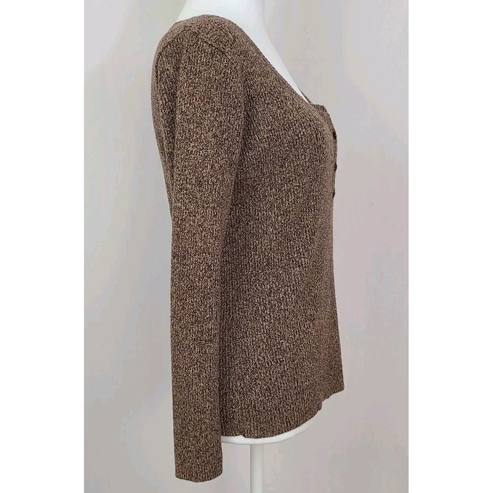 United States Sweaters Women's L Brown Cotton long sleeve ribbed form fitting